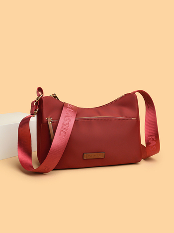 Ženska crossbody torbica u gradskom stilu od Oxford platna, vodoravno kvadratnog oblika, s džepom na zip