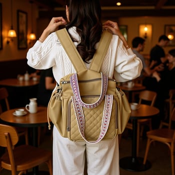 Majčinski ruksak, velik kapacitet, vodootporan, Oxford platno, zatvaranje na zip, s unutarnjim pretincima