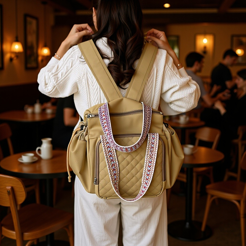 Majčinski ruksak, velik kapacitet, vodootporan, Oxford platno, zatvaranje na zip, s unutarnjim pretincima