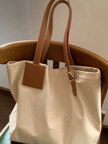 Geantă Tote pentru uz zilnic – nailon, stil unisex, formă verticală pătrată, închidere magnetică, buzunar interior cu fermoar, căptușeală poliester