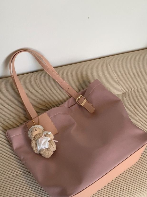 Geantă Tote pentru uz zilnic – nailon, stil unisex, formă verticală pătrată, închidere magnetică, buzunar interior cu fermoar, căptușeală poliester