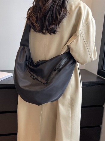 Crossbody Dumpling torba – Oxford platno, Ulični stil, Dumpling oblik, Zip zatvarač, unutarnja džep sa zipom
