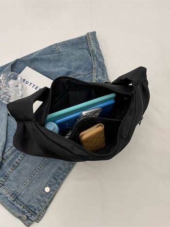 Crossbody Dumpling torba – Oxford platno, Ulični stil, Dumpling oblik, Zip zatvarač, unutarnja džep sa zipom