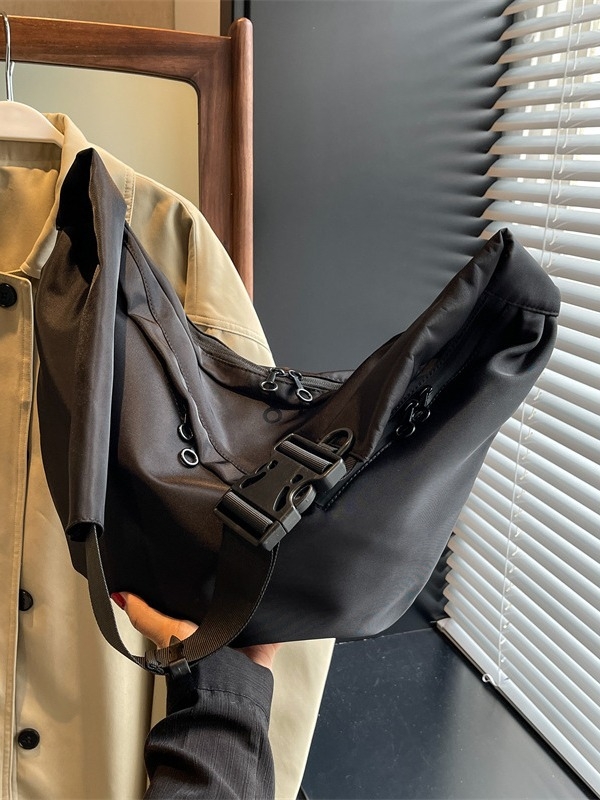 Crossbody Dumpling torba – Oxford platno, Ulični stil, Dumpling oblik, Zip zatvarač, unutarnja džep sa zipom
