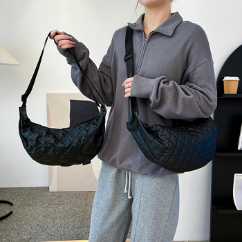 Ženska crossbody torbica dumpling oblika, Oxford platna, ulični trend, zatvarač, unutarnja džep s zatvaračem i džep za mobitel