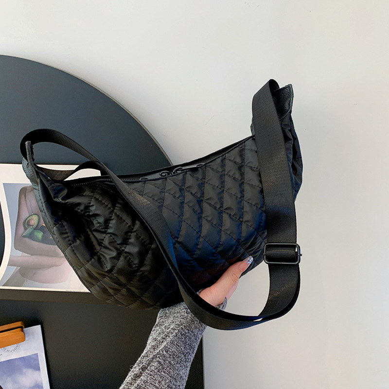 Ženska crossbody torbica dumpling oblika, Oxford platna, ulični trend, zatvarač, unutarnja džep s zatvaračem i džep za mobitel