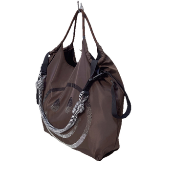 Poliészter tote táska mágneses záródással, vízszintes négyzet alakú forma, belső dokumentum zseb, egy vállpánt