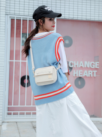 Női Oxford anyagból készült telefon-táska, crossbody, mini négyzet alakú, cipzáras nyitás, állítható vállpánt