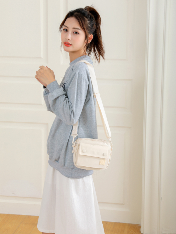 Női Oxford anyagból készült telefon-táska, crossbody, mini négyzet alakú, cipzáras nyitás, állítható vállpánt