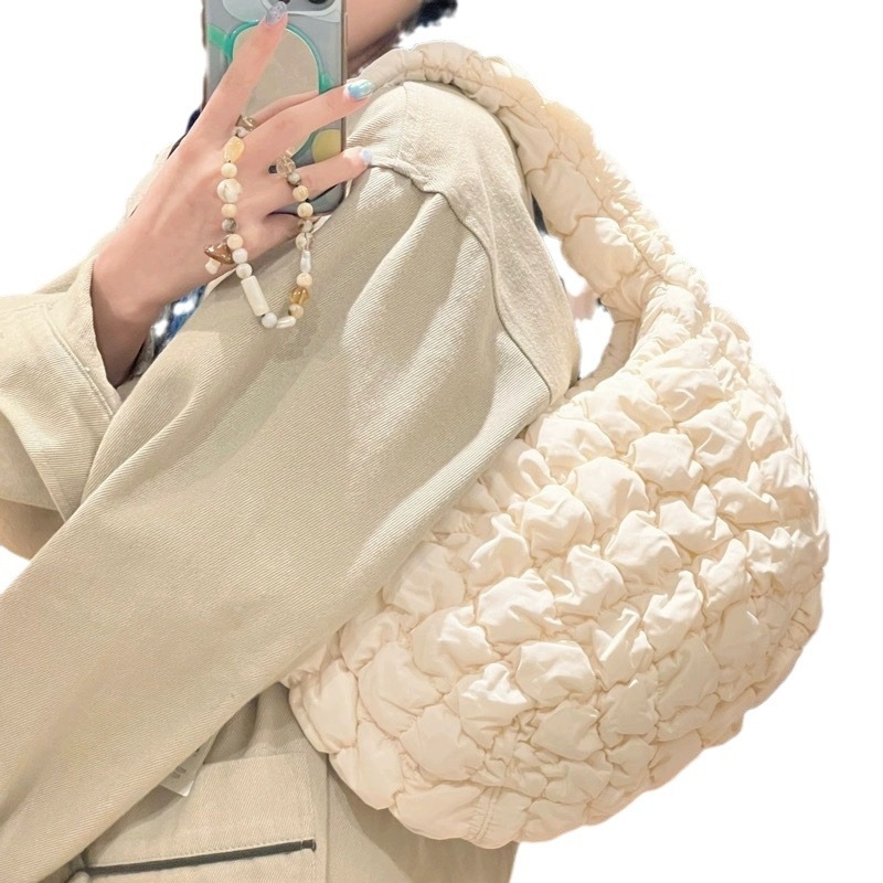 Ženska crossbody torba od Oxford platna, oblako-plisirani dizajn, velika kapaciteta, zatvaranje zipom, uspravni kvadratni oblik