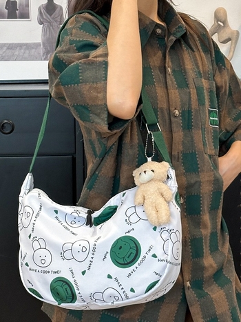 Crossbody torba u obliku dumplinga, unisex stil, Oxford tkanina, najlonska podstava, zatvaranje zatvaračem
