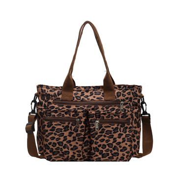 Torba tote s leopard printom - Velika kapaciteta (Oxford tkanina, zatvarač, horizontalni kvadratni oblik, poliester podstava, unutarnji džepovi za telefon i karticu)