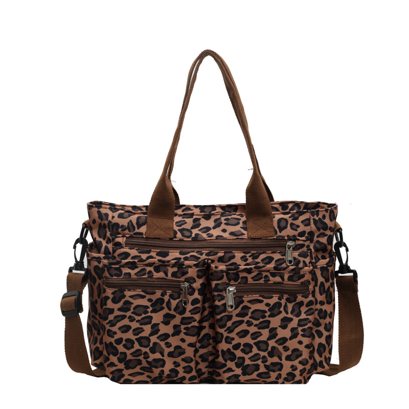 Torba tote s leopard printom - Velika kapaciteta (Oxford tkanina, zatvarač, horizontalni kvadratni oblik, poliester podstava, unutarnji džepovi za telefon i karticu)