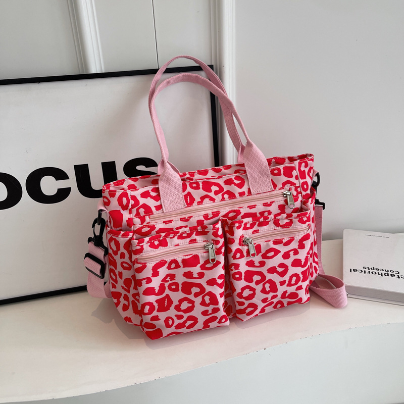 Torba tote s leopard printom - Velika kapaciteta (Oxford tkanina, zatvarač, horizontalni kvadratni oblik, poliester podstava, unutarnji džepovi za telefon i karticu)