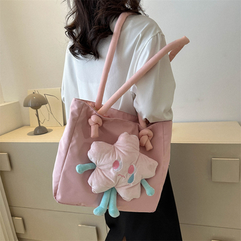 Tote torba od Oxford platna, ulični stil, oblik kante, zatvarač na zip