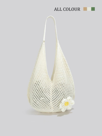 Uniszex szalma tote táska, kád formájú, nyitott tetejű