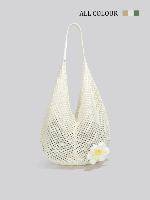 Uniszex szalma tote táska, kád formájú, nyitott tetejű