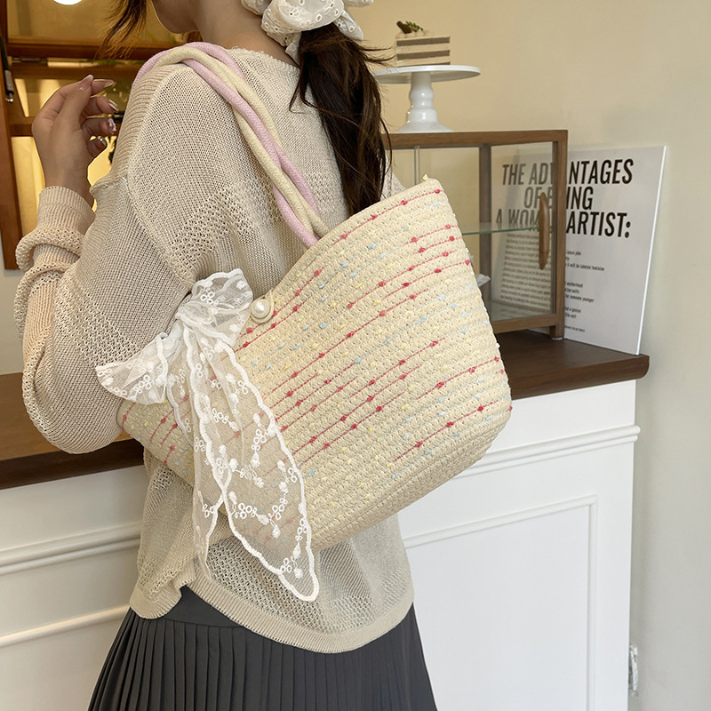 Tkana torbica za ramena i crossbody, velika tote torba za putovanja i plažu, urban stil
