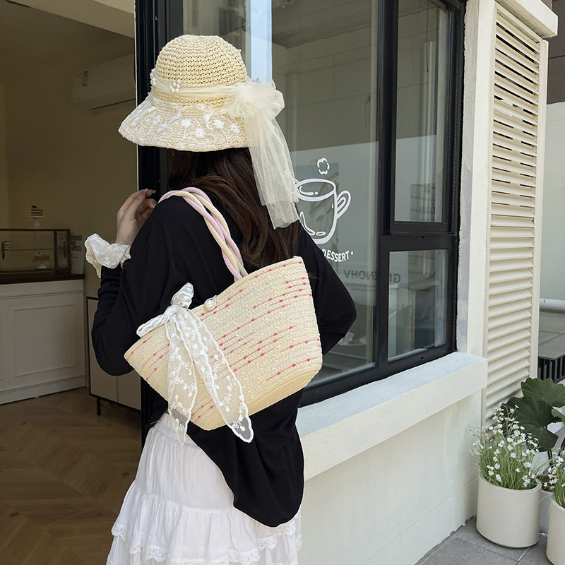 Tkana torbica za ramena i crossbody, velika tote torba za putovanja i plažu, urban stil