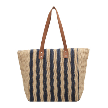 Kaiqi szalmából készült tote táska – strandhoz, vízszintes négyzet alakú, cipzár, poliészter bélés, 2025 tavasz