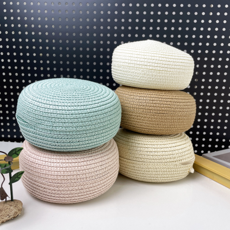 Geantă din pai pentru copii, crossbody — fermoar, capacitate mare, model fluture