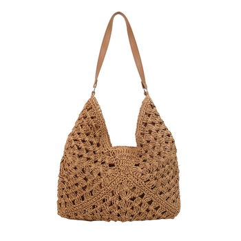 Szalmából készült Tote táska, vödör alakú, mágneses zár, poliészter bélés, városi minimalist stílus