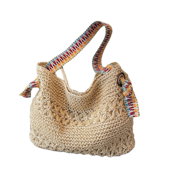 Női szalma-kötött táska nyaraláshoz, stílus: nyaralós, anyag papír, cipzáras zárás, vízszintes négyzetes forma, belső zseb a telefon számára