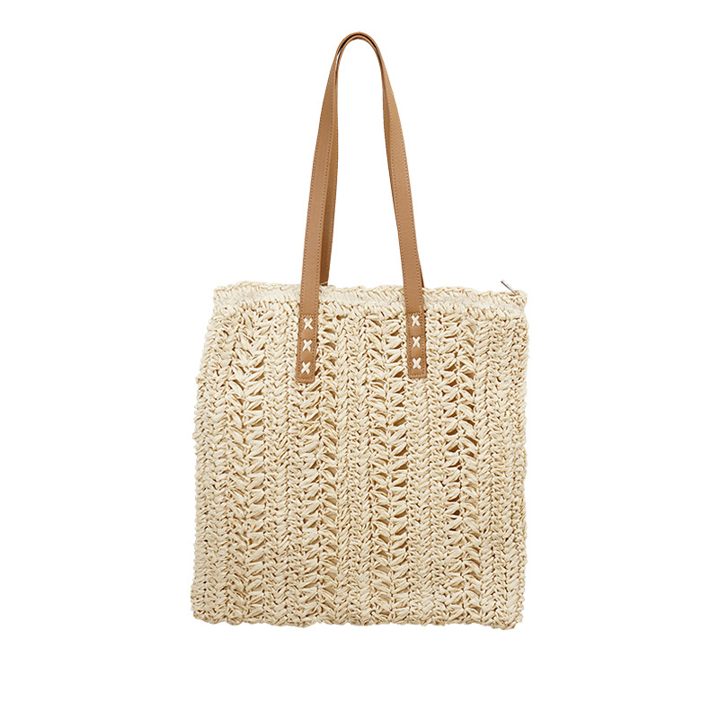 Válltáska — városi egyszerűség, szalma, kerek forma, cipzár, kézzel készített