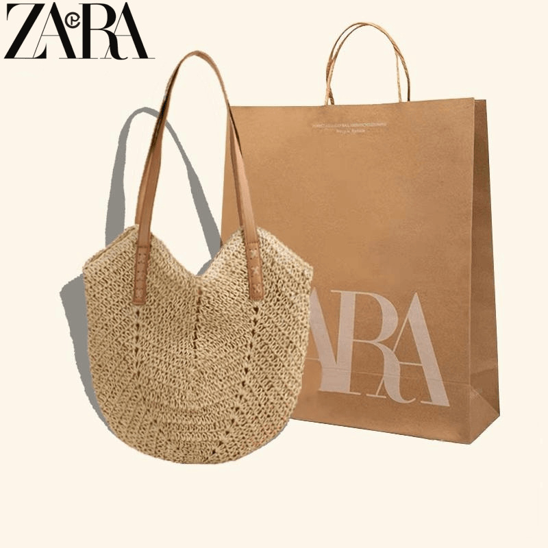 Női szalma tote táska, városi minimalist stílus, cipzáras záródás, poliészter bélés, vízszintes négyzet alakú forma, dupla vállpánt, nyár 2024