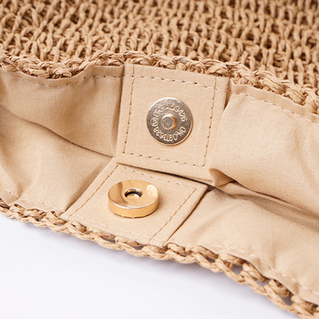 Kézzel szőtt szalma Tote táska, nagy kapacitású, vállon viselhető, strandos kivágásokkal, horizontális négyzet alakú forma, belső zseb a telefon számára, városi minimalist stílus, 2025 nyár