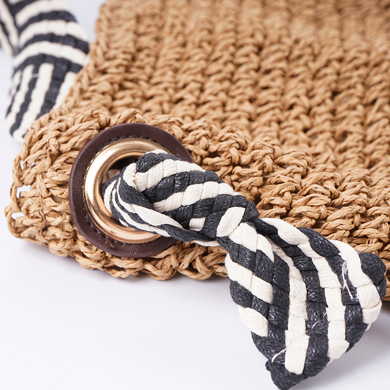 Kézzel szőtt szalma Tote táska, nagy kapacitású, vállon viselhető, strandos kivágásokkal, horizontális négyzet alakú forma, belső zseb a telefon számára, városi minimalist stílus, 2025 nyár