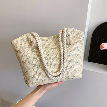 Szövött kézitáska, városi minimalist stílus, bucket forma, cipzár, két vállpánt, telefontartó zseb