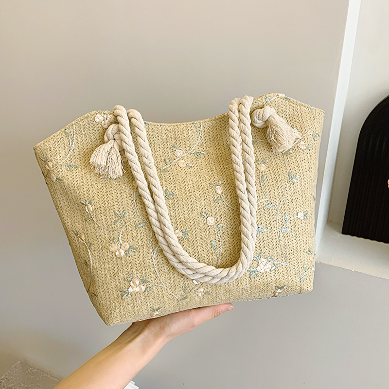 Szövött kézitáska, városi minimalist stílus, bucket forma, cipzár, két vállpánt, telefontartó zseb