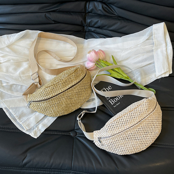 Menglu crossbody torba, pleteni materijal, zatvaranje zipom, unutarnja patch džep i ID džep