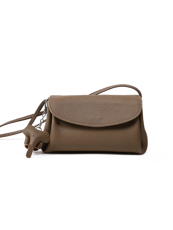 Női crossbody táska, valódi bőr, városi egyszerű stílus, redőzött kivitel, függőleges négyzetes forma, fedél zárás