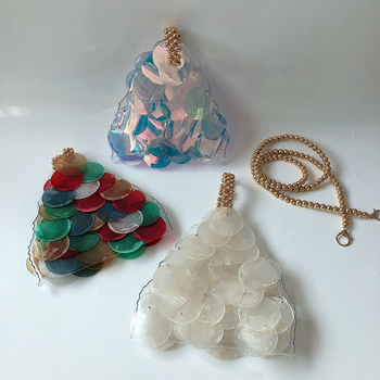 Geantă shell din paie, lucrată manual, în stil coreean, cu deschidere deschisă, bretea simplă, buzunar pentru telefon, Scirocco