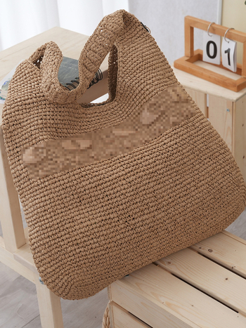 Geantă Tote din paie — formă găleată, închidere magnetică, căptușeală poliester, stil urban, pentru uz zilnic