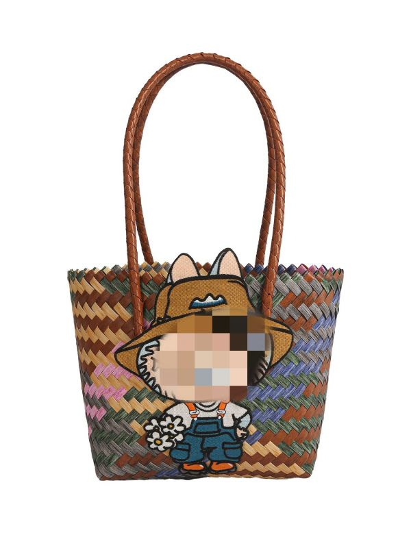 Geantă împletită din PU, stil street fashion, formă verticală pătrată, deschidere deschisă, fără căptușeală