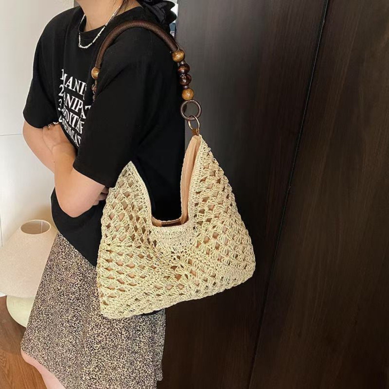 Slámová ramenná taška v štýle obálky, mestský trend, magnetické zapínanie, polyesterová podšívka, vrecko na telefón