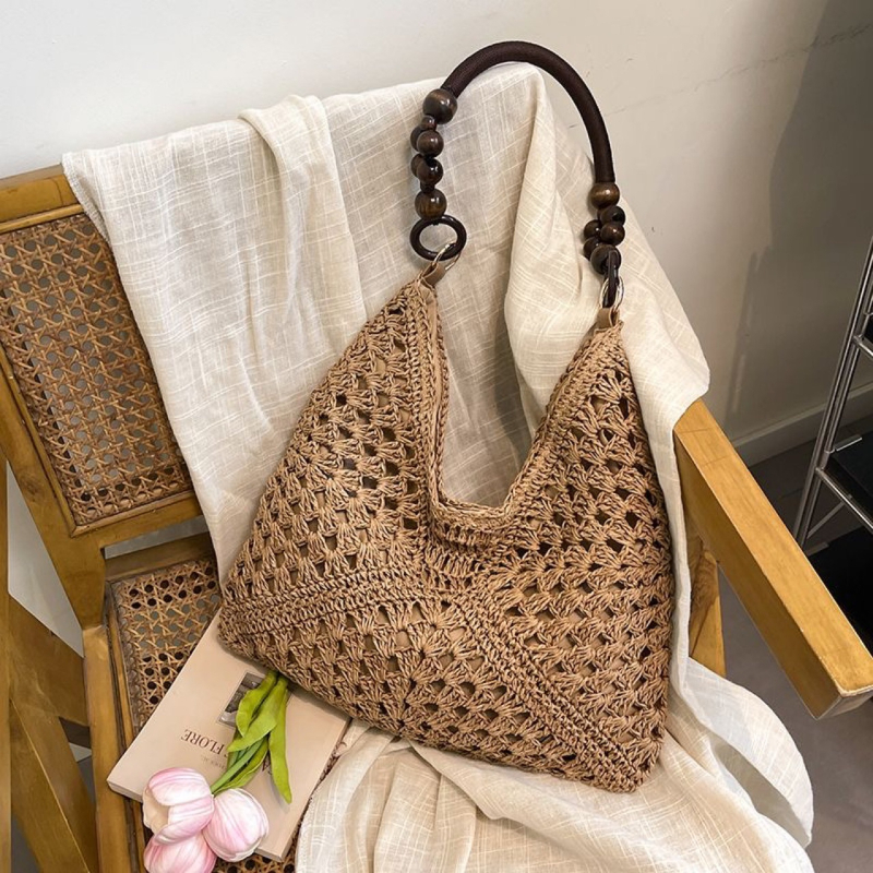 Slámová ramenná taška v štýle obálky, mestský trend, magnetické zapínanie, polyesterová podšívka, vrecko na telefón