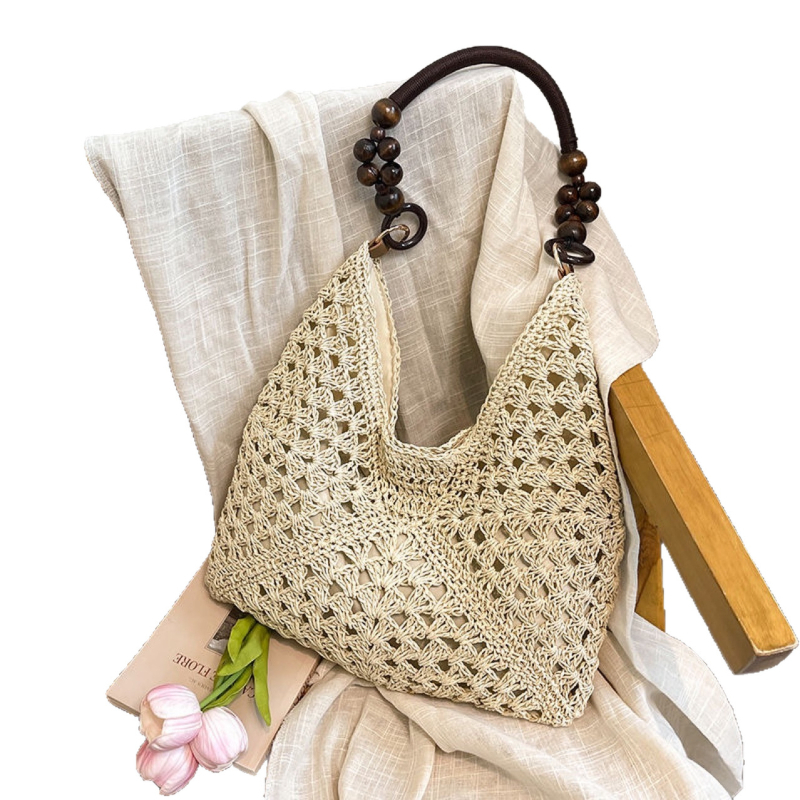 Slámová ramenná taška v štýle obálky, mestský trend, magnetické zapínanie, polyesterová podšívka, vrecko na telefón