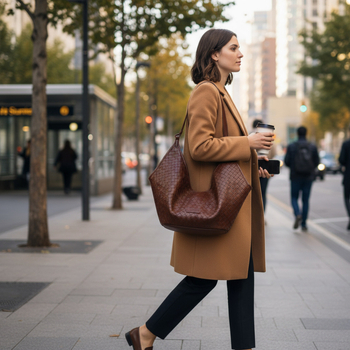 Geantă de umăr din PU, stil urban minimalist, formă dumpling, închidere magnetică, buzunar pentru telefon