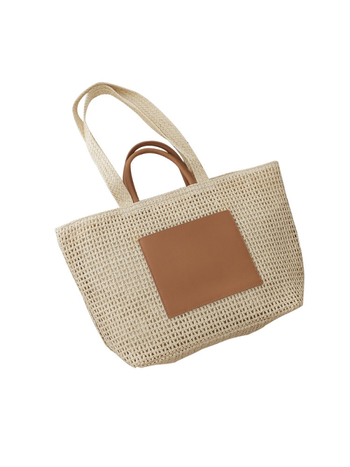 Slamnata tote torba sa zatvaračem na zip, gradski minimalistički stil, vodoravni kvadratni oblik