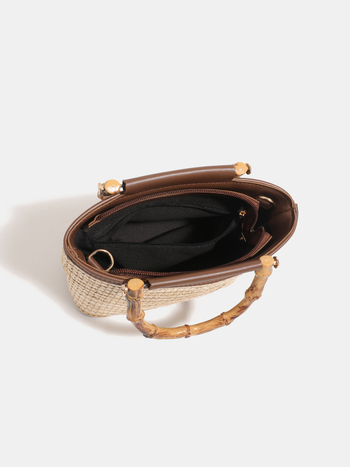 Menderya Crossbody pletena torba - PE materijal, bucket stil, Ljeto 2025, Horizontalni kvadrati oblik, Zipper zatvaranje