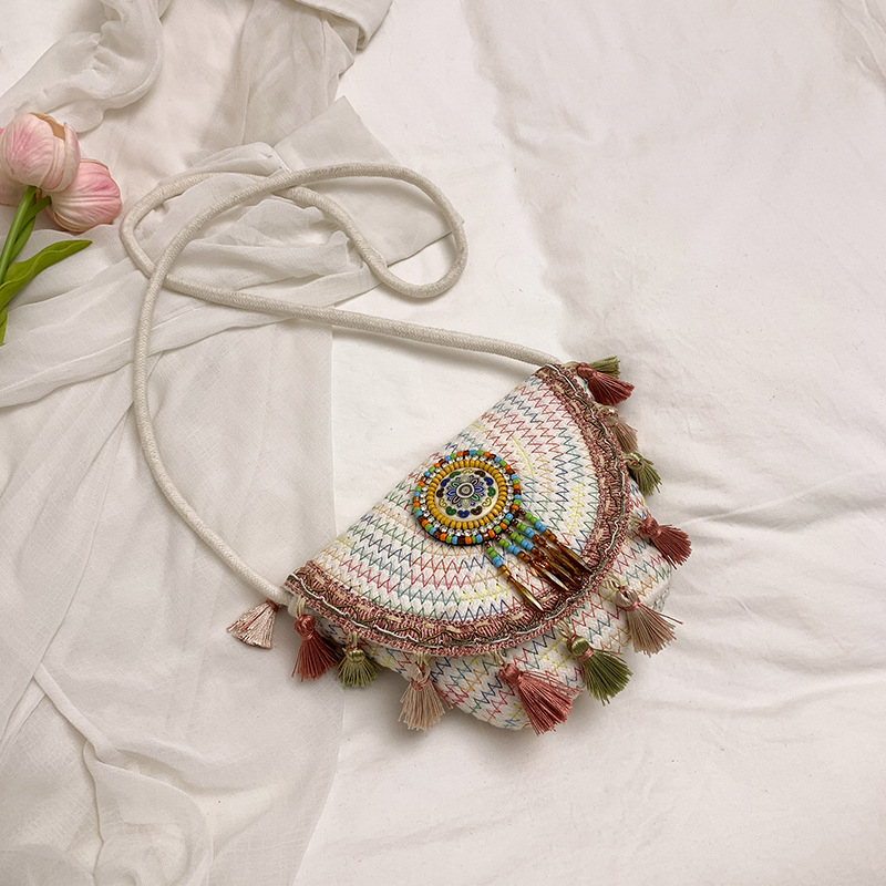 2025 Ručno pletena slamnata torba u etničkom stilu — clutch, torba za rame i crossbody, za plažu i casual retro stil