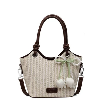 Ženska pletena košarica od slame — plaža, bucket stil, svakodnevna crossbody torbica