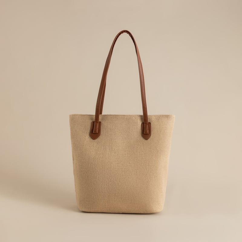 Памучно-ленена японска Tote чанта, малък квадрат, вертикална форма, открит връх, джоб за телефон, междинен слой, без подплата