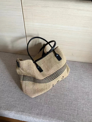 Torba od rafije, pletena za slobodno vrijeme, Horizontalnog kvadratnog oblika, zip zatvarač, unutarnji džep na zip, podstava od poliester-pamuka.