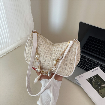 Torba ispod pazuha od pamuk-lanene mješavine, moderan i udoban stil, zatvarač, džep za telefon, podstava od poliestera