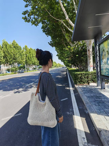 Ručna tote torba od pamuka i lana, zatvarač, vertikalni četvrtasti oblik, mekani podstava, unutarnja džep s zatvaračem i džep za dokumente